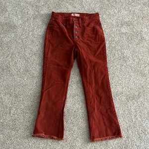 Madewell Women’s Burgundy Red Corduroy Bootcut High-Waisted Pants 25 XS Petite